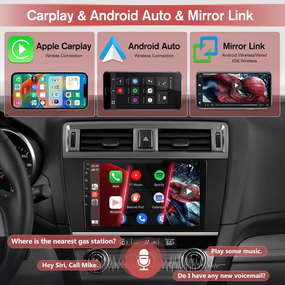 Android 13 Car Stereo GPS Navigation for Subaru Outback Legacy 2015-2018, 9' Touch Screen, CarPlay/Android Auto