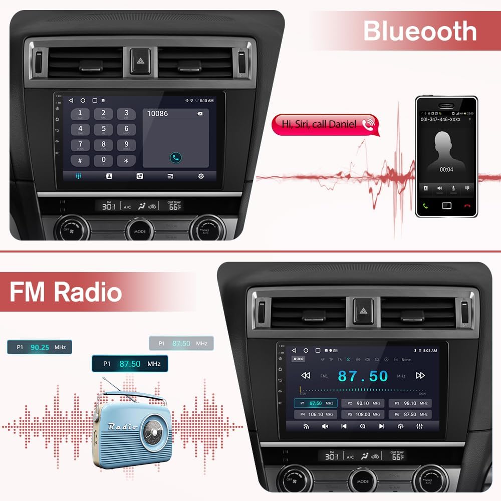 Android 13 Car Stereo GPS Navigation for Subaru Outback Legacy 2015-2018, 9' Touch Screen, CarPlay/Android Auto