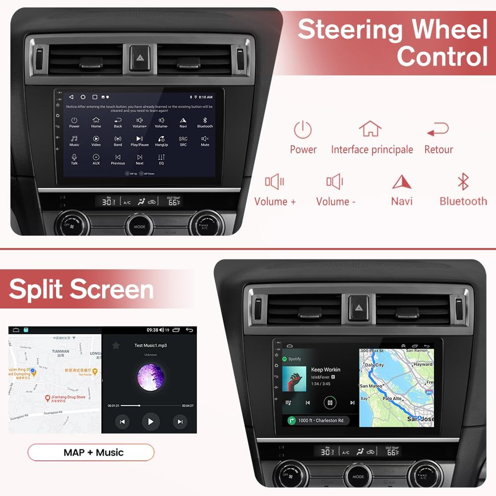 Android 13 Car Stereo GPS Navigation for Subaru Outback Legacy 2015-2018, 9' Touch Screen, CarPlay/Android Auto