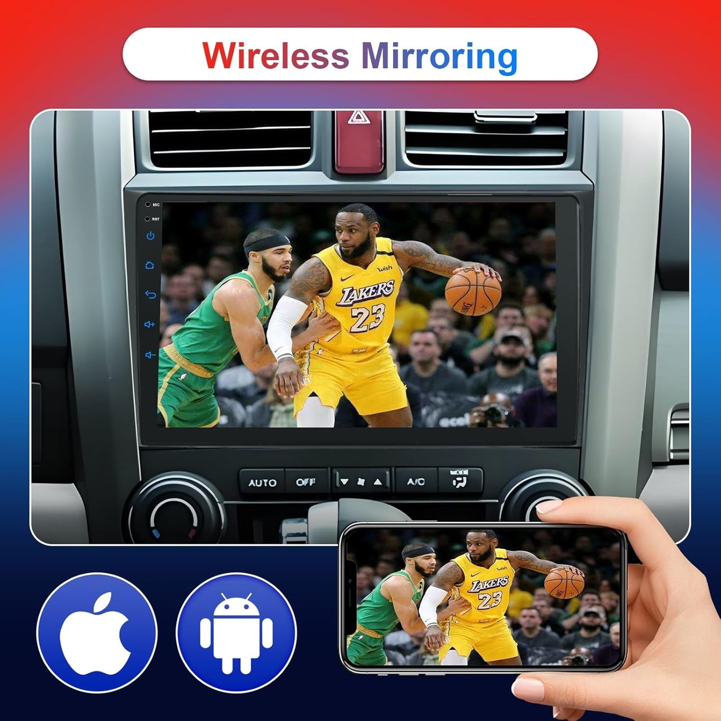 Car Radio Stereo for Honda CRV 2007- 2011, Wireless Apple Carplay/Android Auto, 9' Touch Screen, Bluetooth FM/GPS