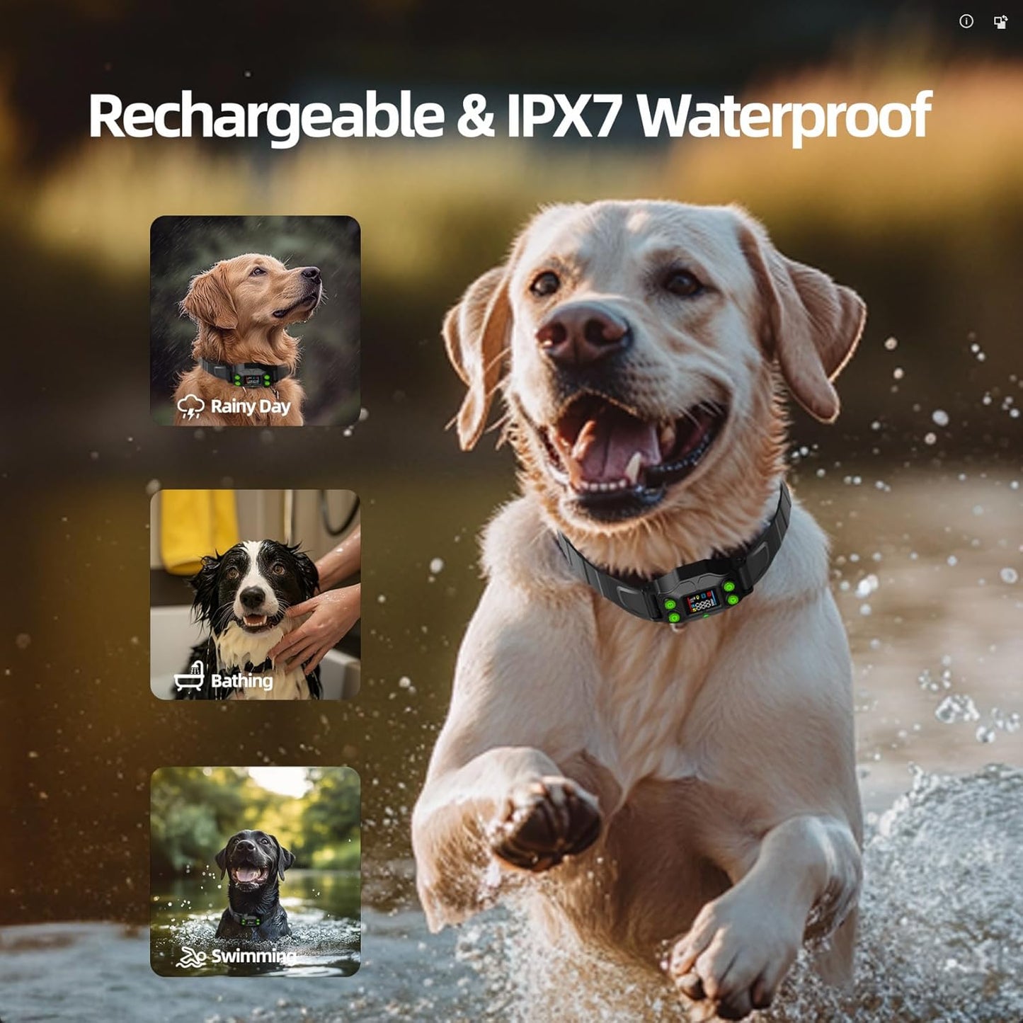 Invisible Dog Fence GPS Wireless Fence, No Transmitter, No App, Waterproof, Rechargeable, Radius 75–2995 ft