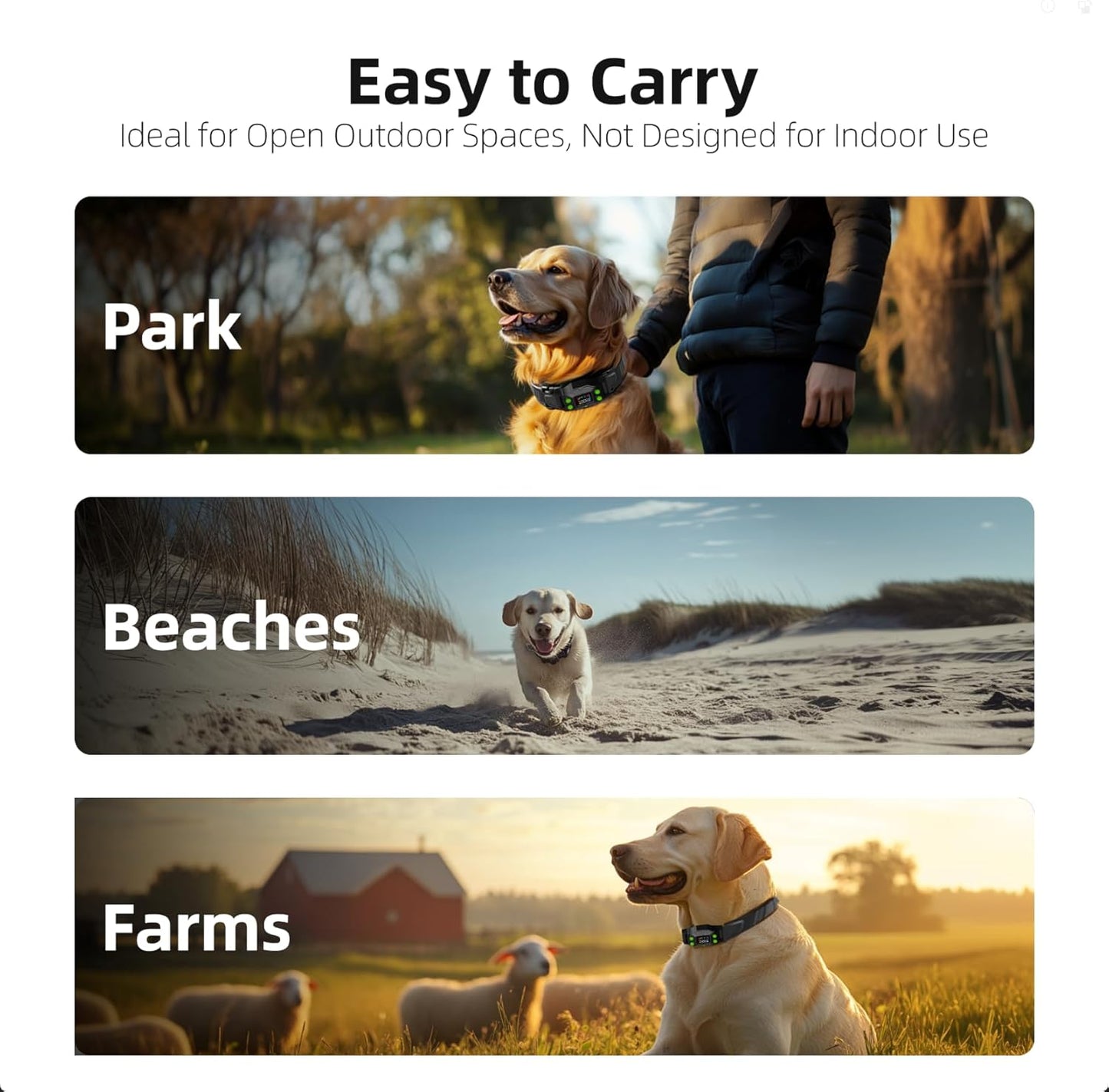 Invisible Dog Fence GPS Wireless Fence, No Transmitter, No App, Waterproof, Rechargeable, Radius 75–2995 ft
