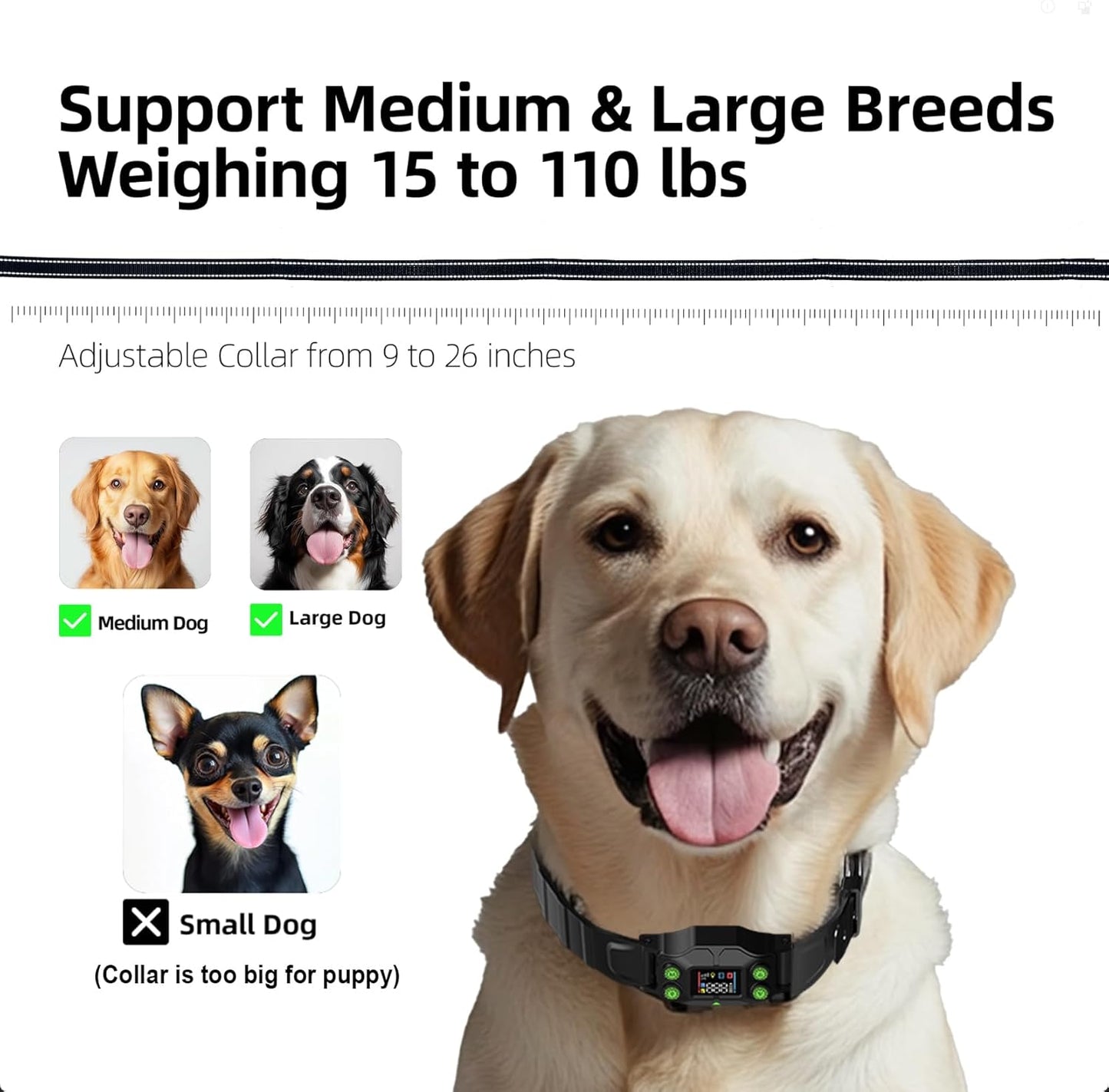 Invisible Dog Fence GPS Wireless Fence, No Transmitter, No App, Waterproof, Rechargeable, Radius 75–2995 ft