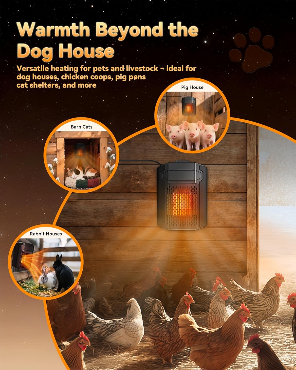 Dog House Heater with Thermostat & Smart APP, Adjustable Temp & Timer, NO User Manual Included!!