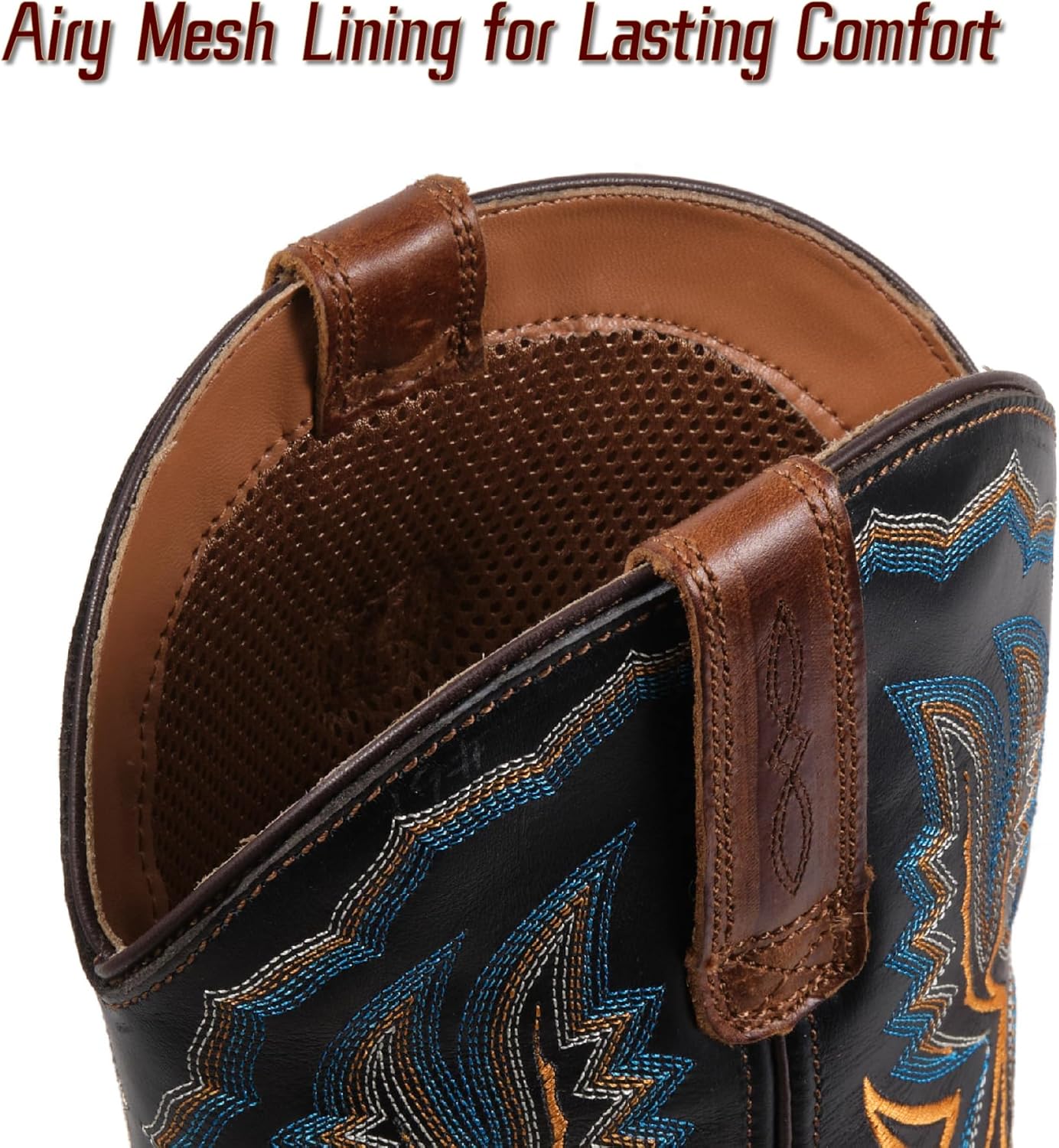 Men’s Square Toe Work Boot,Pull On Leather Wellington Boots, Durable Classic Slip Resistant Soft Toe Cowboy Boot