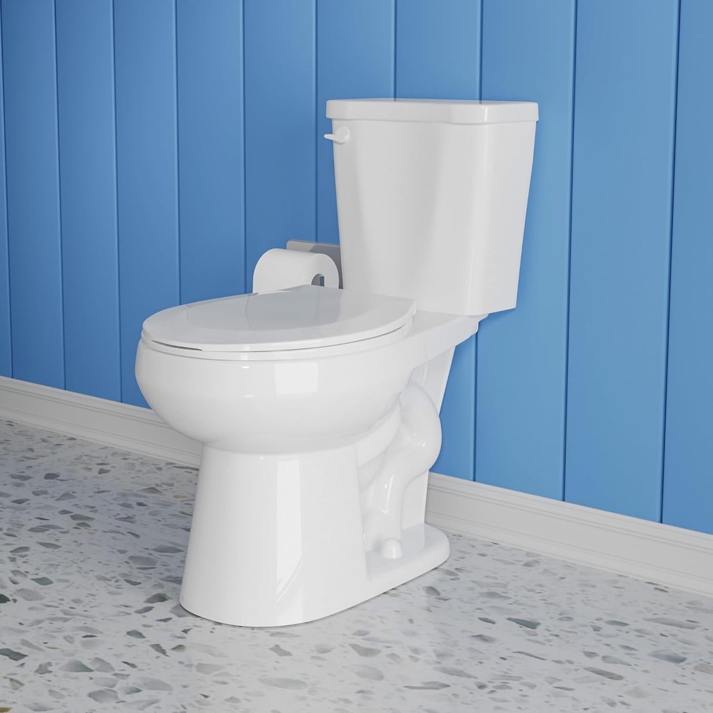 17 Inch Compact Tall Toilet for Seniors, Tornado Flush High Toilets, Comfort Bowl Heigh 16.75', Seat Height 17.5'