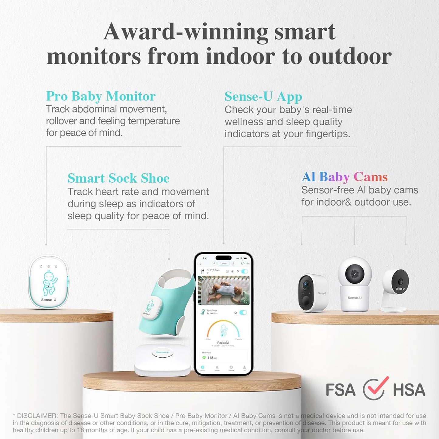Baby Sleep Sock Monitor - Tracks Sleep and Movement for Infants, with Bluetooth and App, Babies 1-12 Months Old