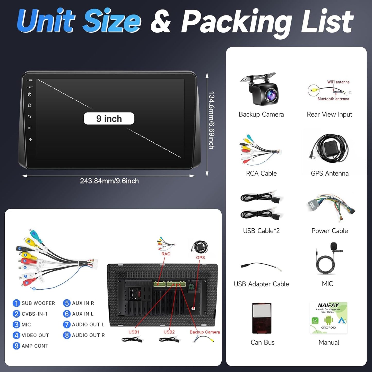 Stereo for Dodge Grand Caravan 2011-2020 Chrysler Town & Country 2011-2016 Grand Voyager 2011-2015, 9' Screen