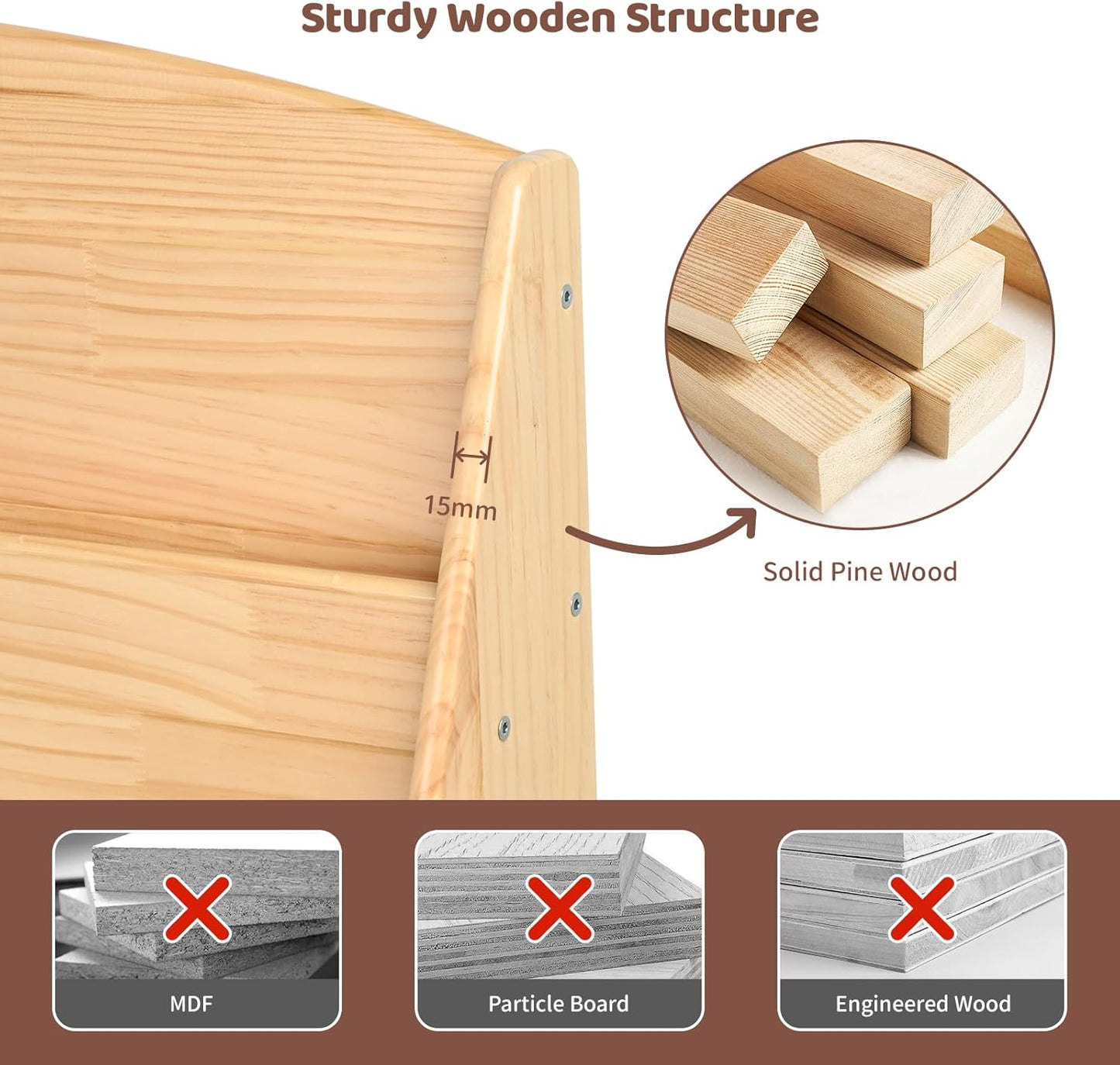 4 Tier Kids Bookshelf – Safe, Sturdy, and Easy to Clean, 31-1/2' D x 11-4/5' W x 31-1/2' H, For Classroom