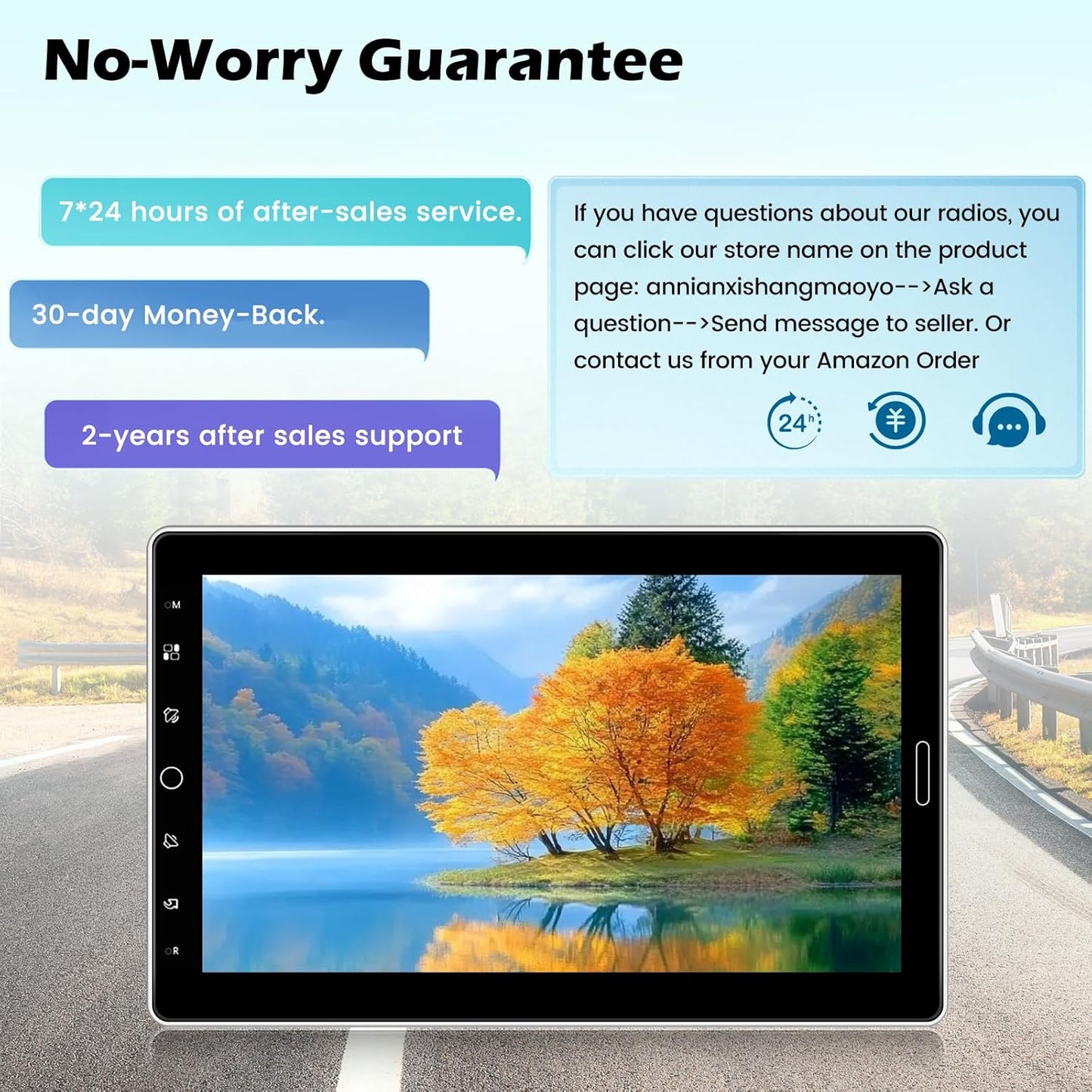 10.1 inch Single Din Touchscreen Radio w/ Wireless Carplay Support AM FM Radio, Backup Camera, Mic