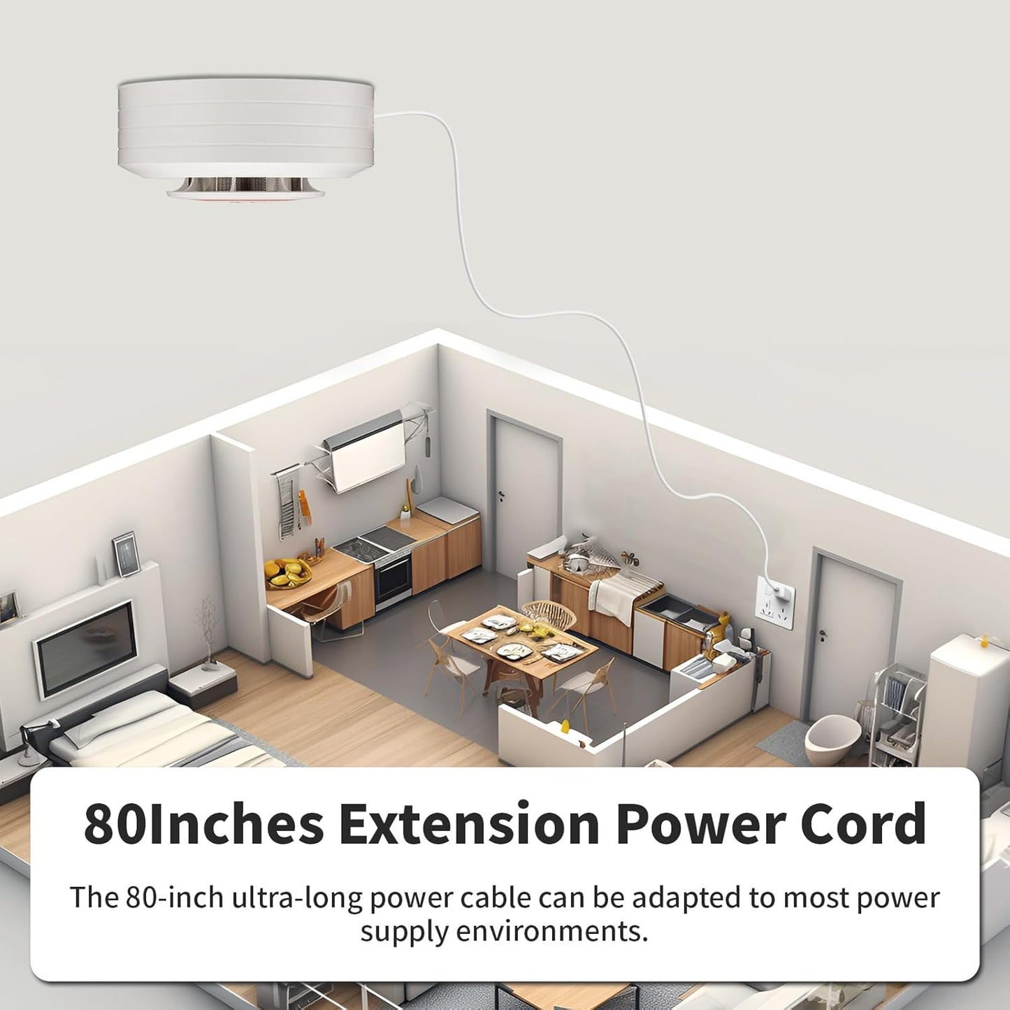 2in1 Cigarette Detector with 10 Level Sensitivity, Infrared Remote Control, Ceiling Mounted Smoke Detection