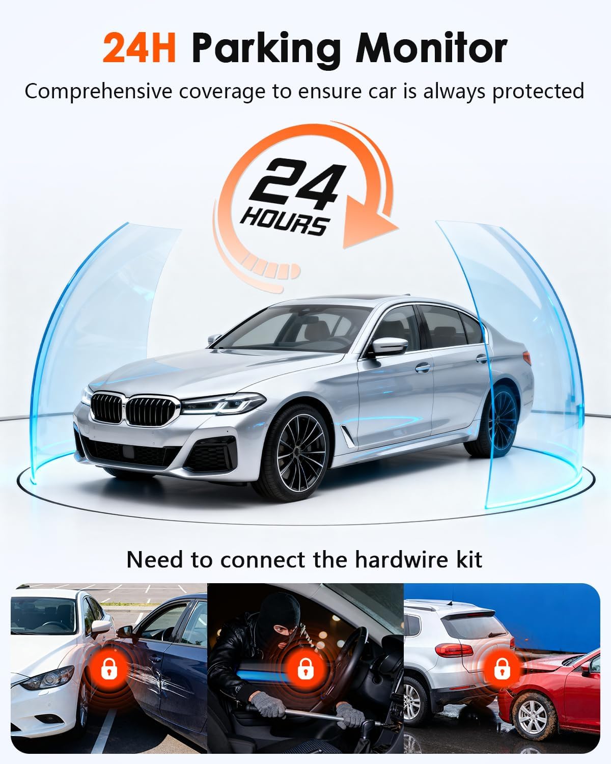 3-Channel Dash Cam 4K for Car: Front, Rear & Inside Dash Camera with 5.8G WiFi & GPS, 4H Parking Mode, 64GB