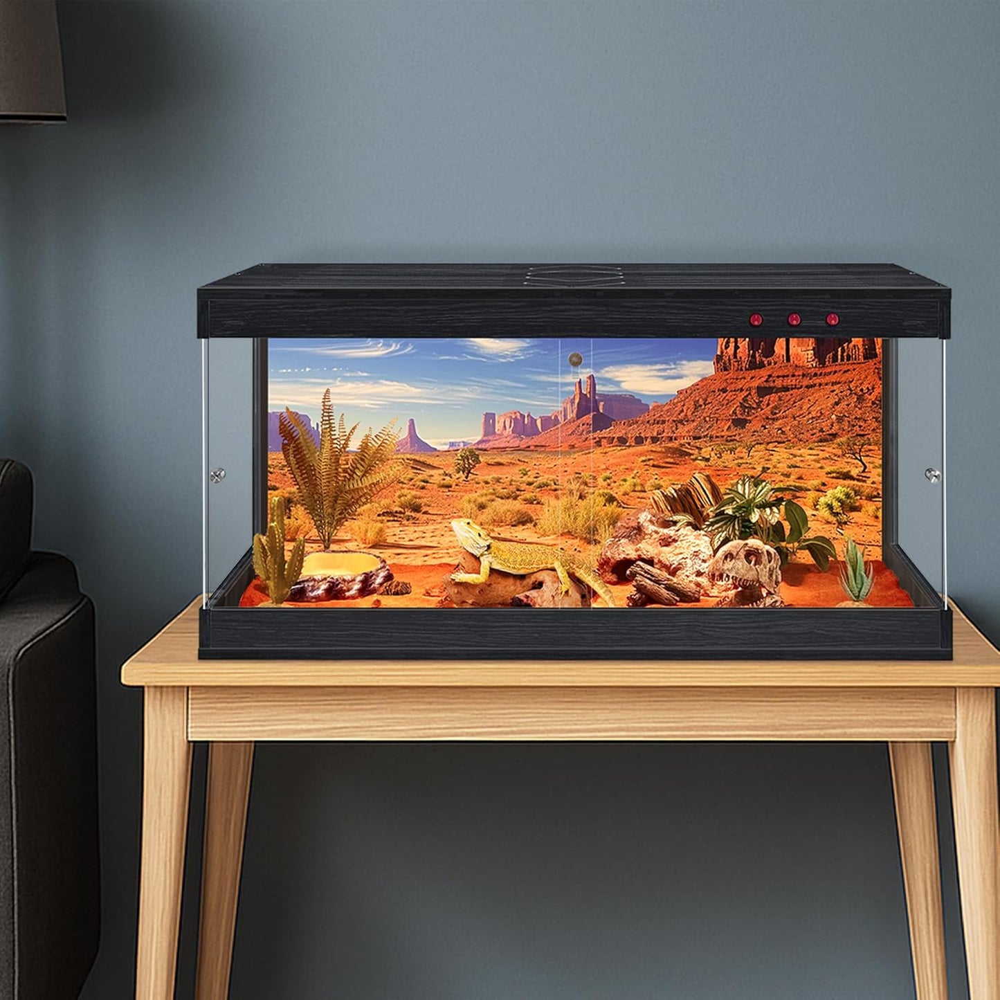 Tempered Glass Reptile Enclosure (Black, 61 Gallons, 40' Length)