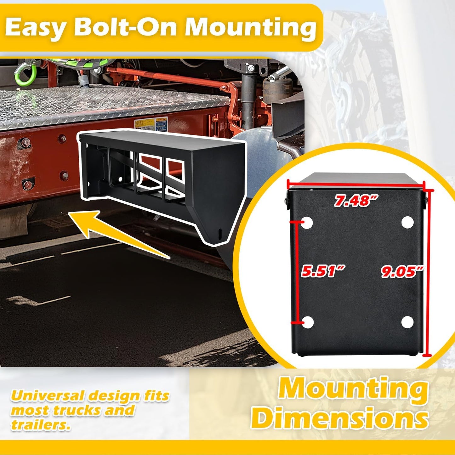 Lockable Tire Chain Hanger Heavy-Duty with Reinforced Bar, Universal Snow Chain Holder for Truck/trailer