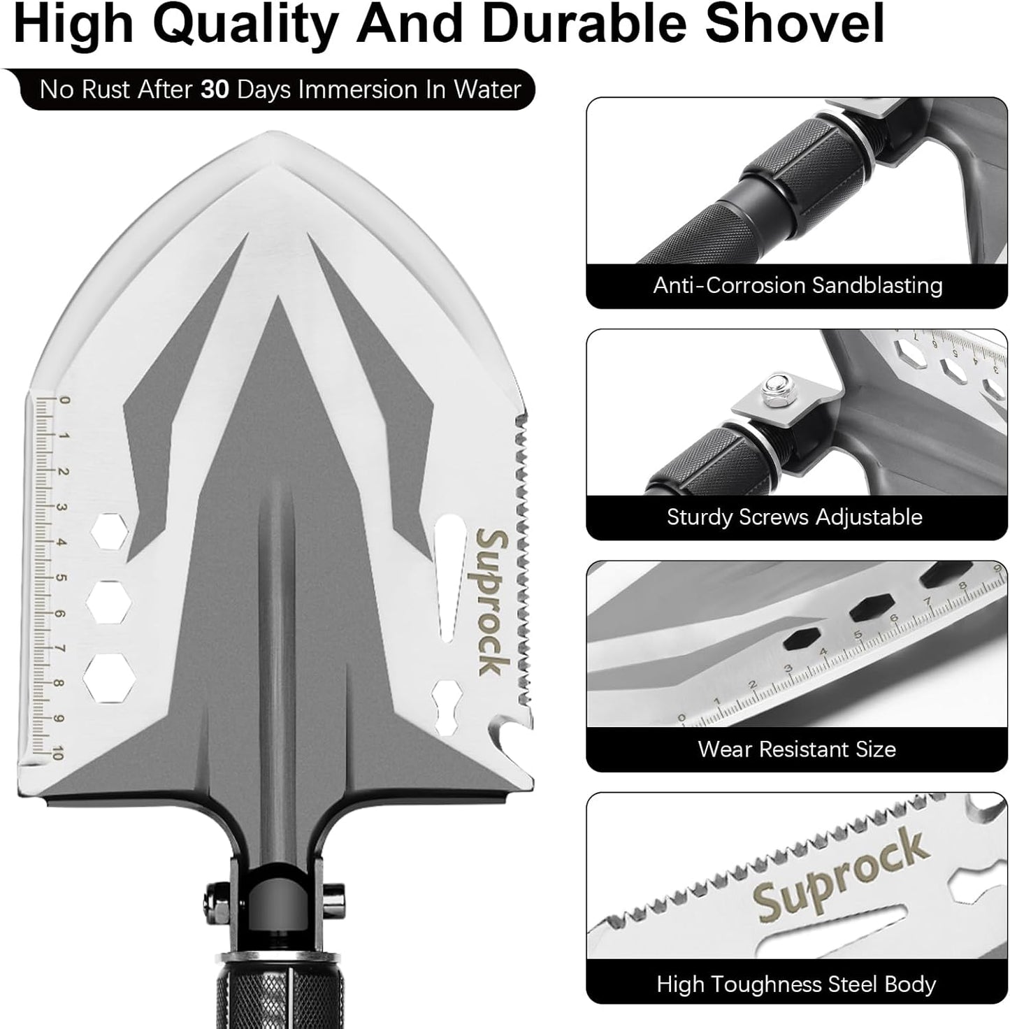 30-in-1 Tactical Shovel Axe with High Carbon Steel, Folding Entrenching Tool with Pouch for Emergency, Outdoor Gear