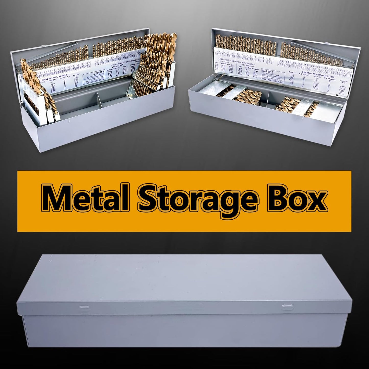 Drill Bit Set, 115Pcs M35 High Speed Steel Bits for Hardened Metals, Stainless Steel, Cast Iron and Wooden Plastics