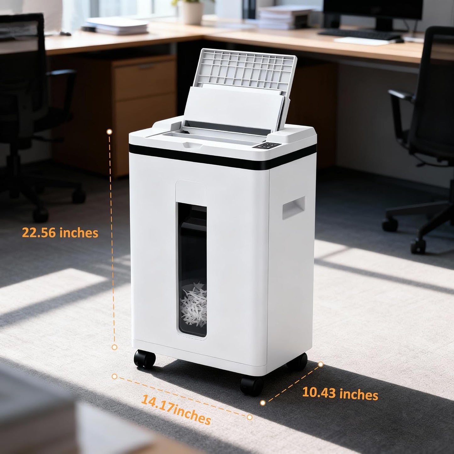 200-Sheet Auto Feed Paper Shredder Heavy Duty, 40 Min Non-Stop, Micro Cut w/ Casters, P-5 Ultra Security, 5.8 Gal