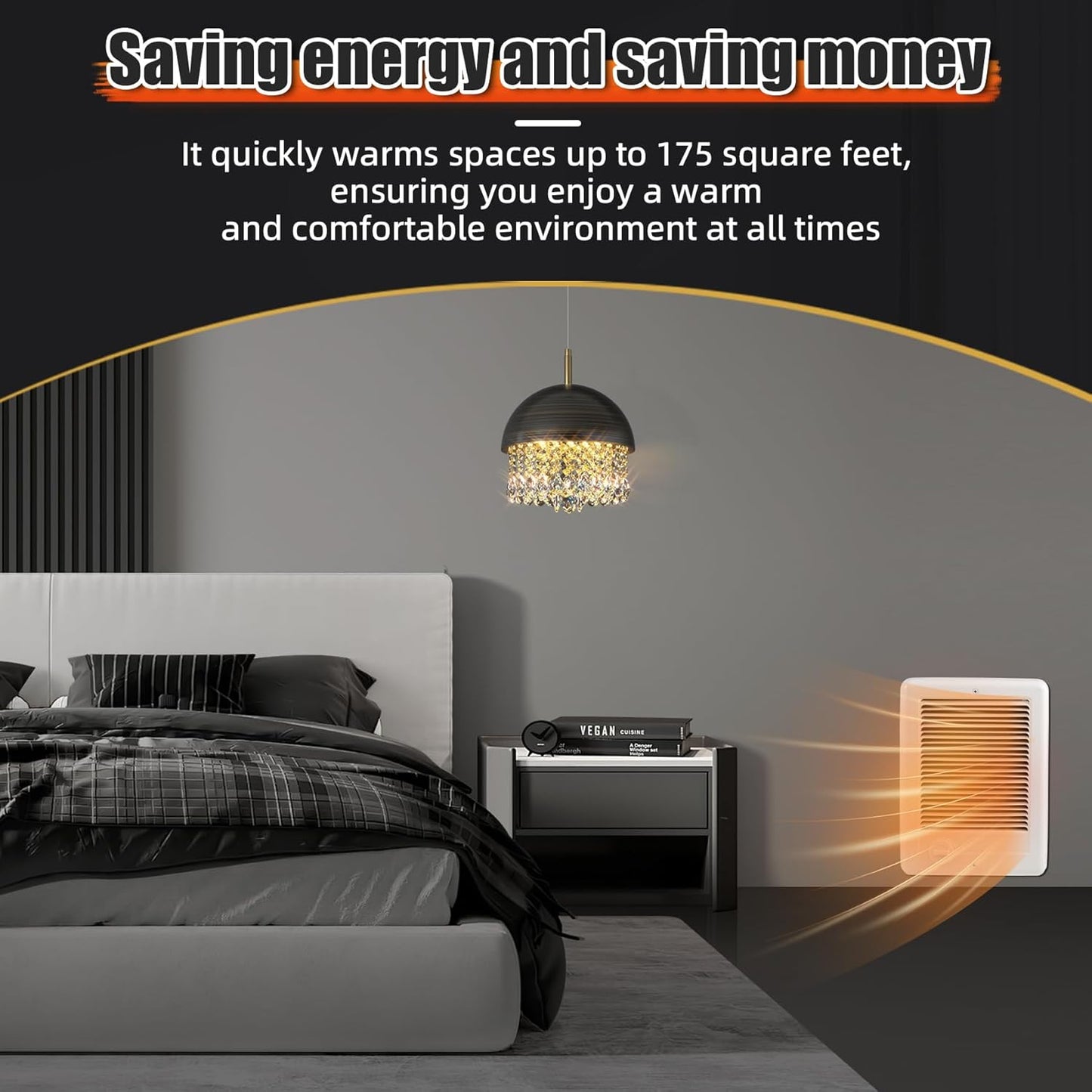 Electric Wall Heater CSC151TW Complete Unit with Adjustable Thermostat, 5120 BTU, 120 Volt, 1500 Watt