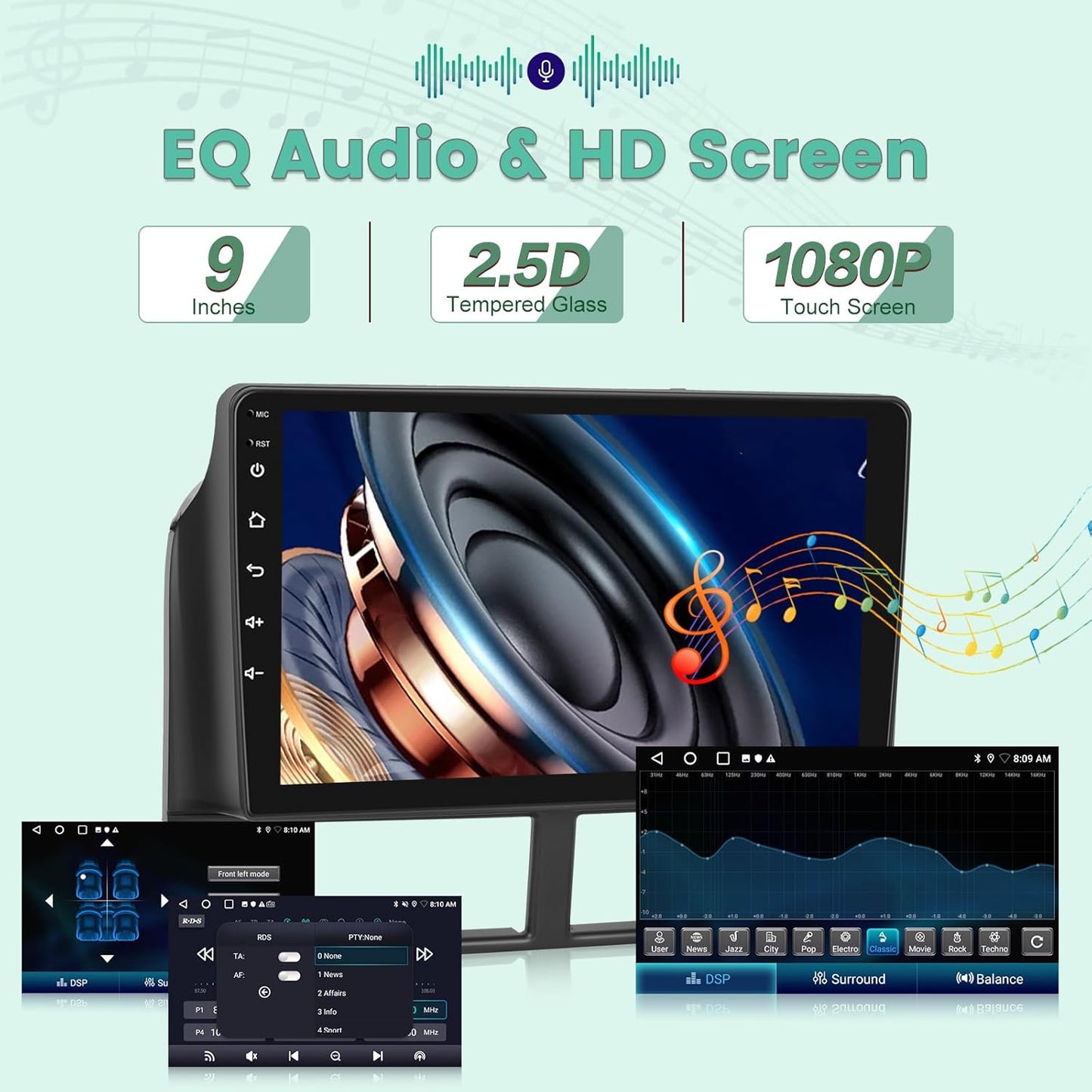 2+64G Radio for Jeep Grand Cherokee Radio 1999-2004, 9' Android Touch Screen, Carplay/Android Auto