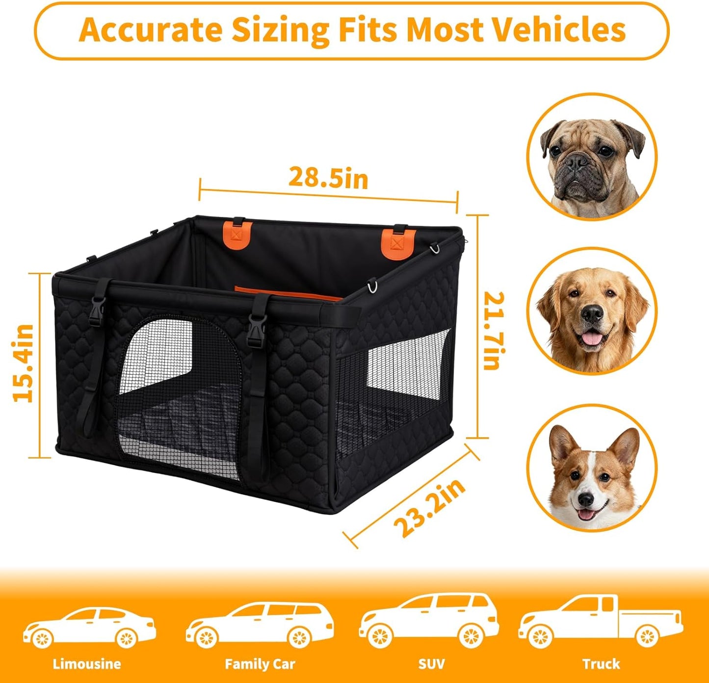 XL Large Dog Car Seat Cover with Dog Bed Mat for Back Seat Half, Waterproof Hard Bottom, Single Seat Hammock