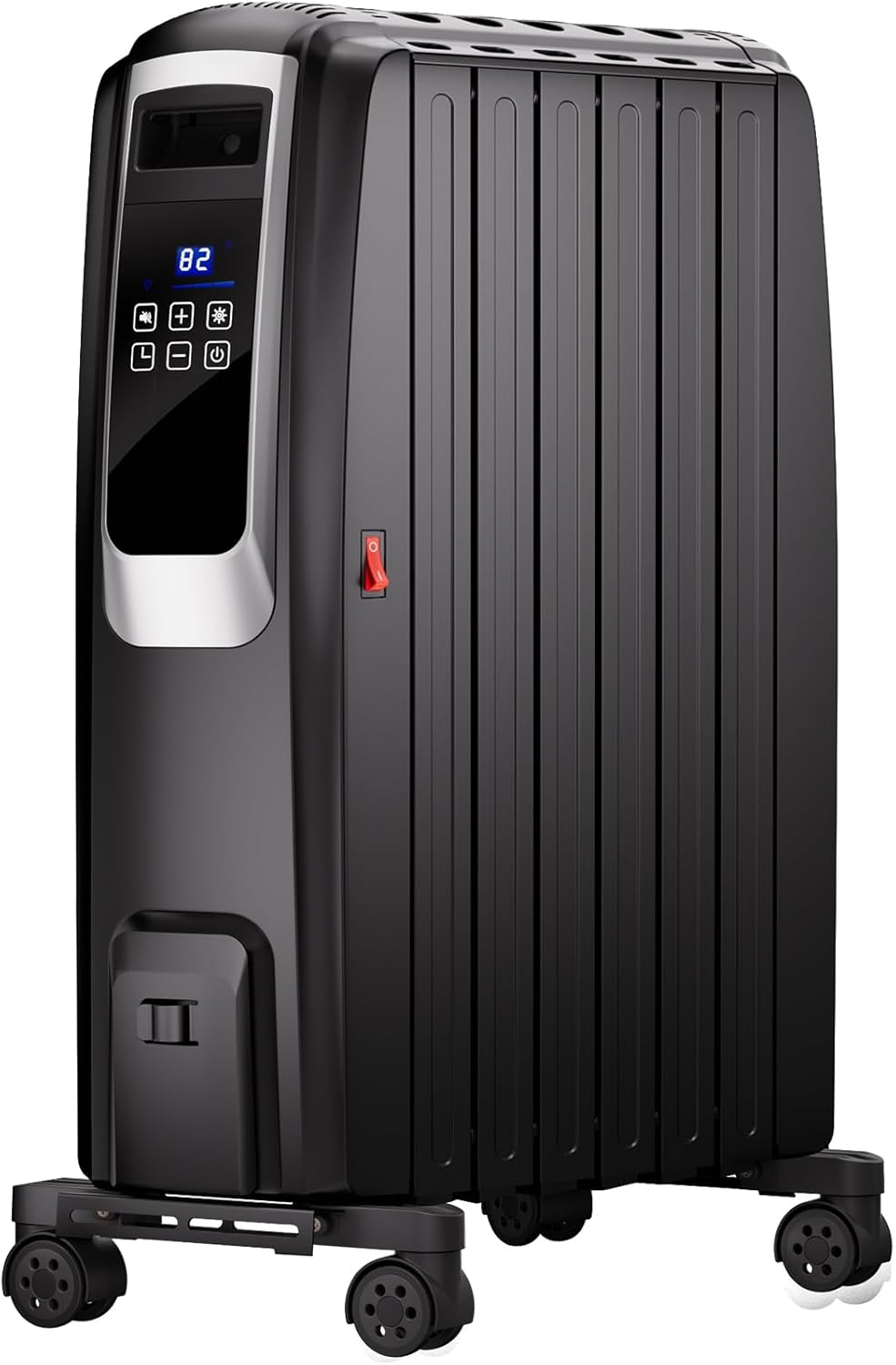 Landeagle Oil Filled Radiator Heater, 1500W Electric Heater with Thermostat, ECO Mode, 24H Timer, Tip-over