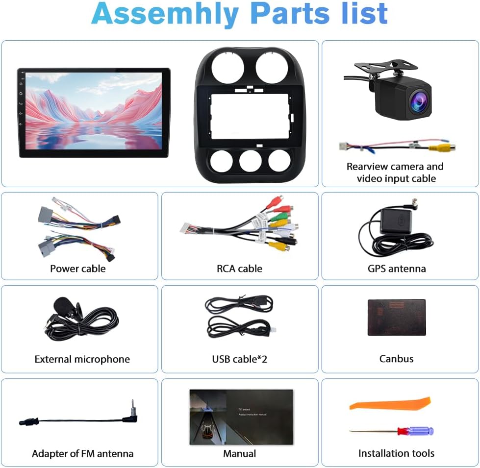 Android 13 Car Stereo for Jeep Patriot Compass 2010-2016, 10' Touch Screen, CarPlay Android Auto, Backup Cam