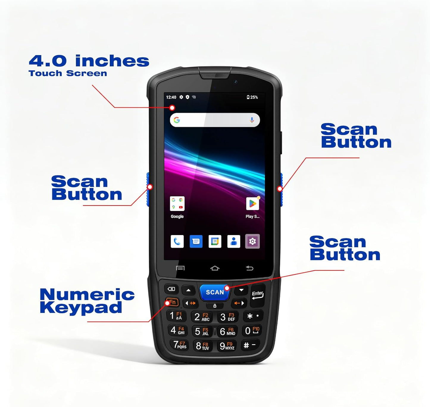 Android 14 PDA Handheld Scanner, Android Barcode Scanner, Equip with HW N6603 1D/2D/QR Scan Engine