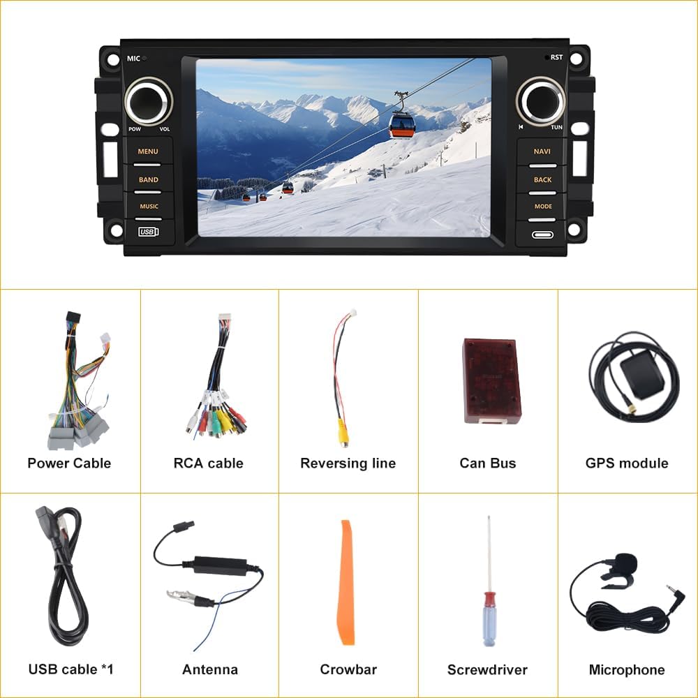 Car Stereo for Jeep Wrangler JK 2007-2018 Dodge Ram 1500 2008-2012, Touch Screen Carplay and Android Auto