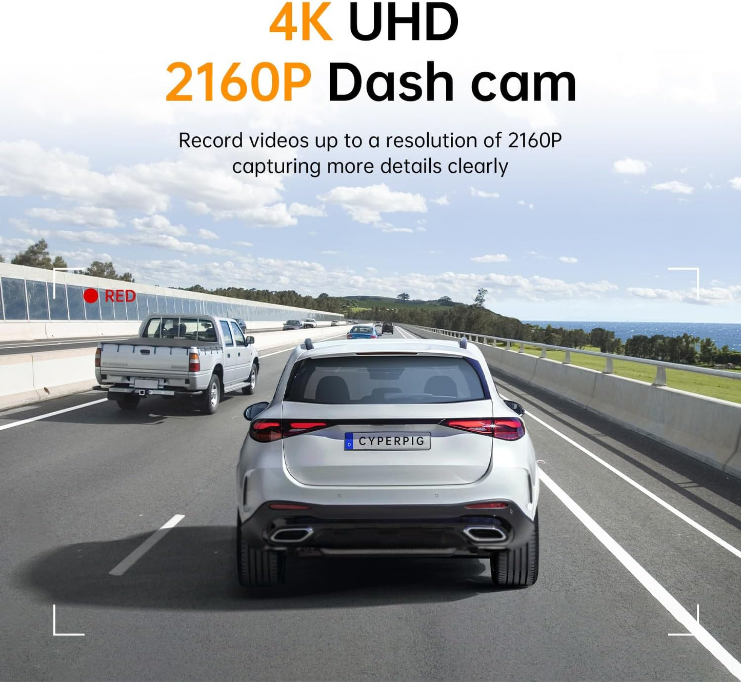 Dash Cam Front Rear, 4K/2K Full HD Dash Camera, Included 64GB Card, Built-in Wi-Fi, 3” IPS Screen, Night Vision