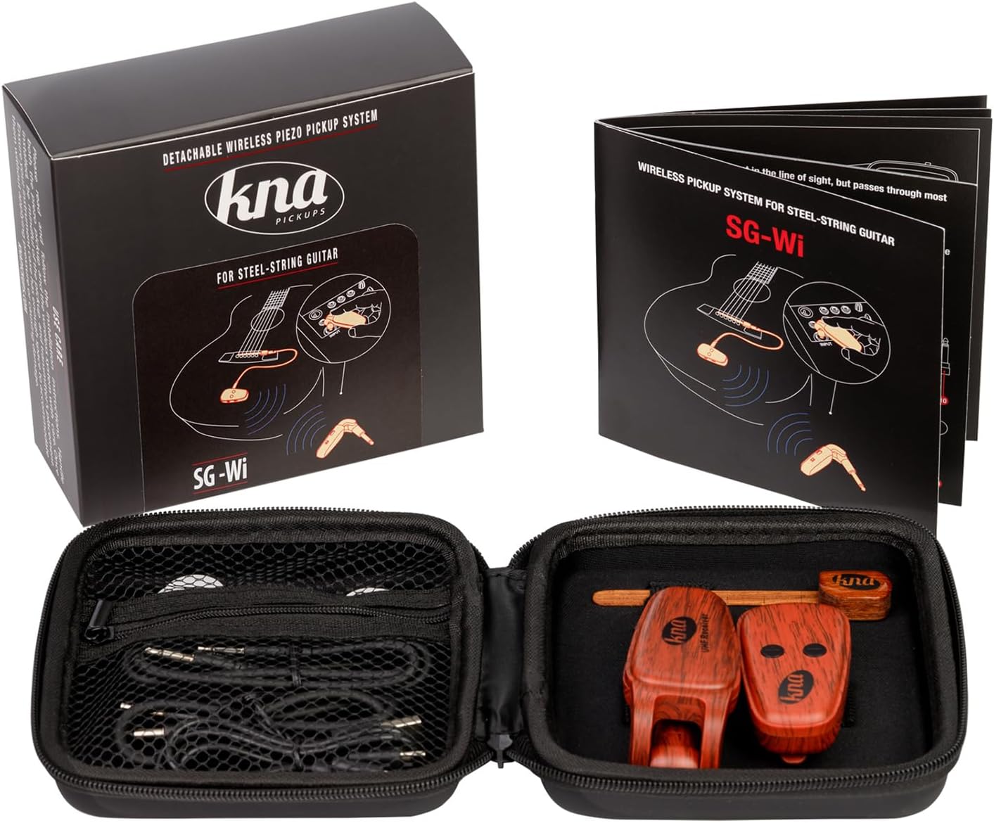 Wireless Piezo Pickup for Steel String Acoustic Guitar, Volume Control, 50m Range, Easy Installation