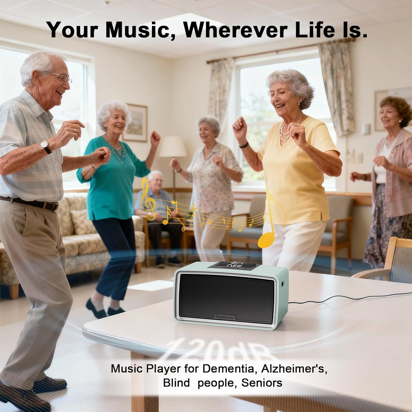 Large Button Simple Music Player for Seniors Elderly, One-Touch Play, Audio Book Player with 32GB TF Card