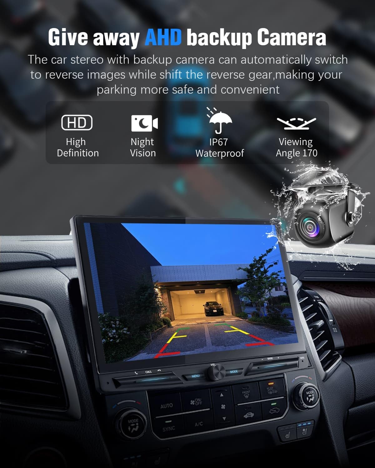 Single Din Touchscreen Radio with Wireless Apple Carplay&Android, 10 inch QLED