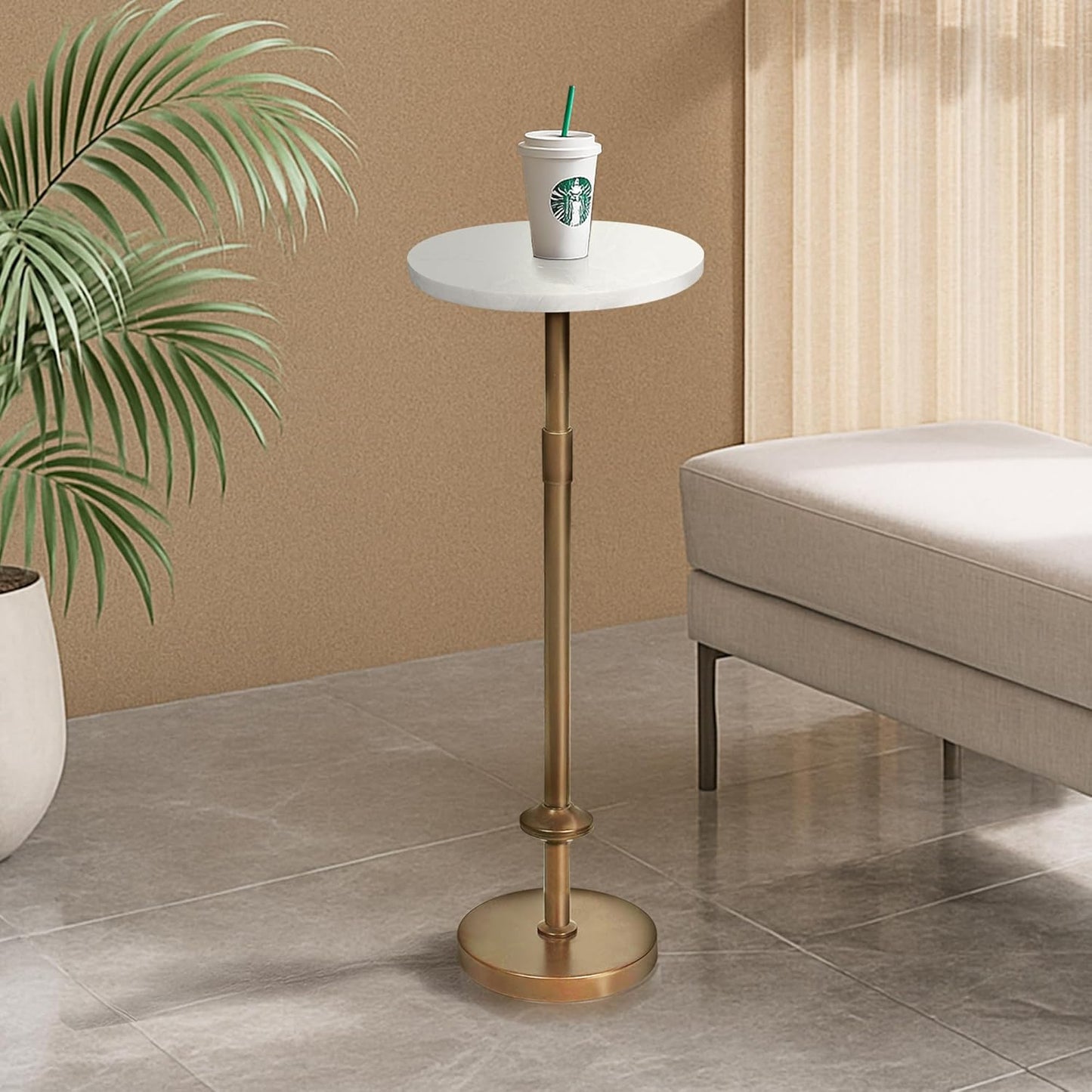 Martini Table Height Adjustable, Tiny Side Tables for Living Room, Bedroom, Cocktail (White)