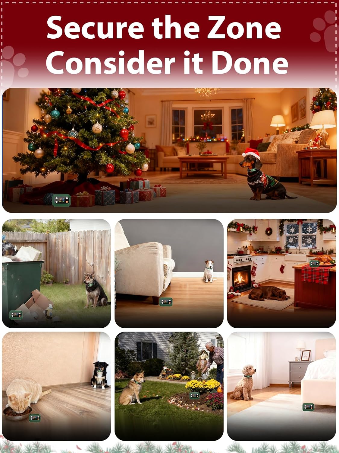 Indoor Outdoor Waterproof Barrier with Adjustable Range up to 8.2 ft,Adjustable Safe Static Intensity (Black & Green)