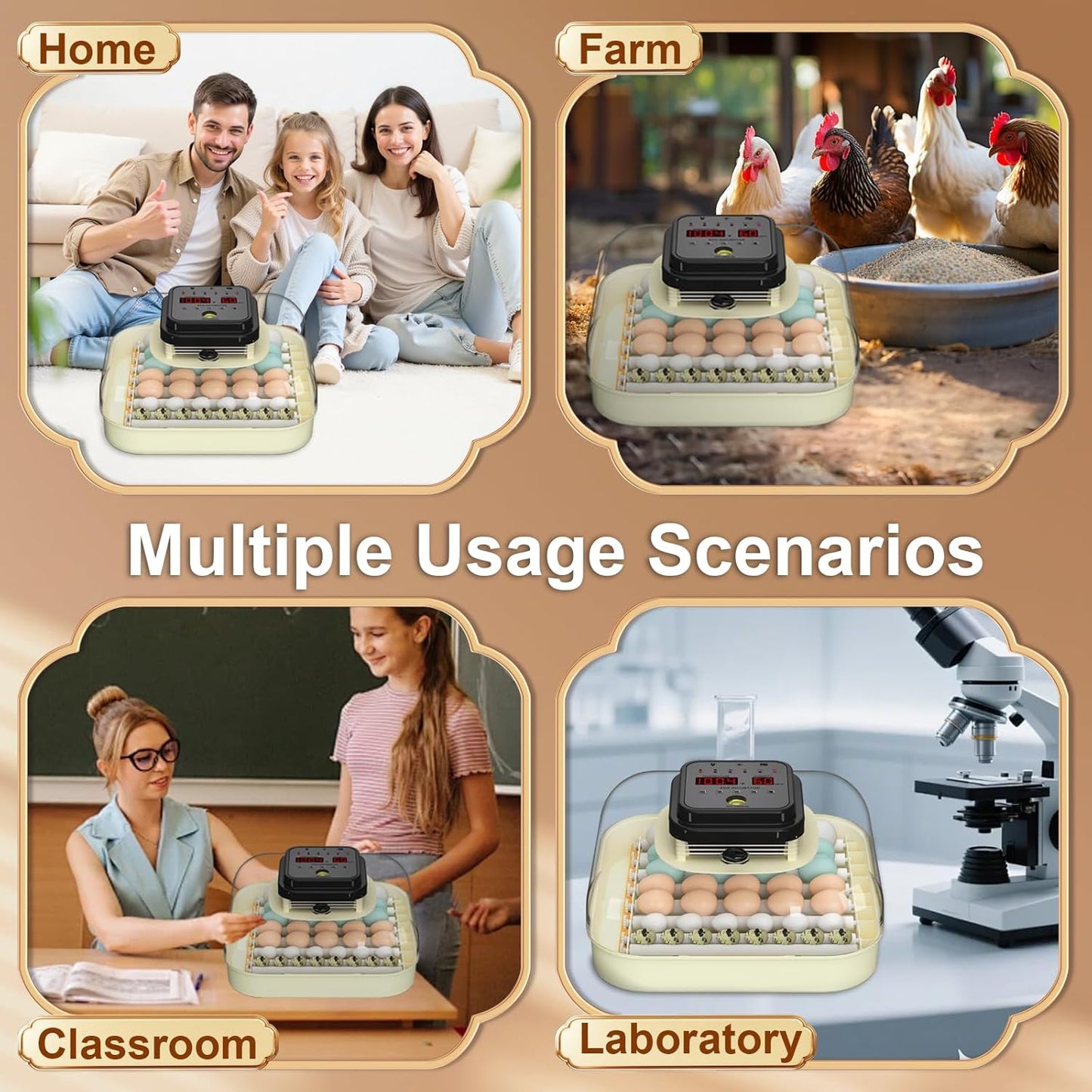 Incubators for Hatching Eggs, 35 Eggs Incubator with Auto Egg Turning and Humidity Control, with Egg Candler