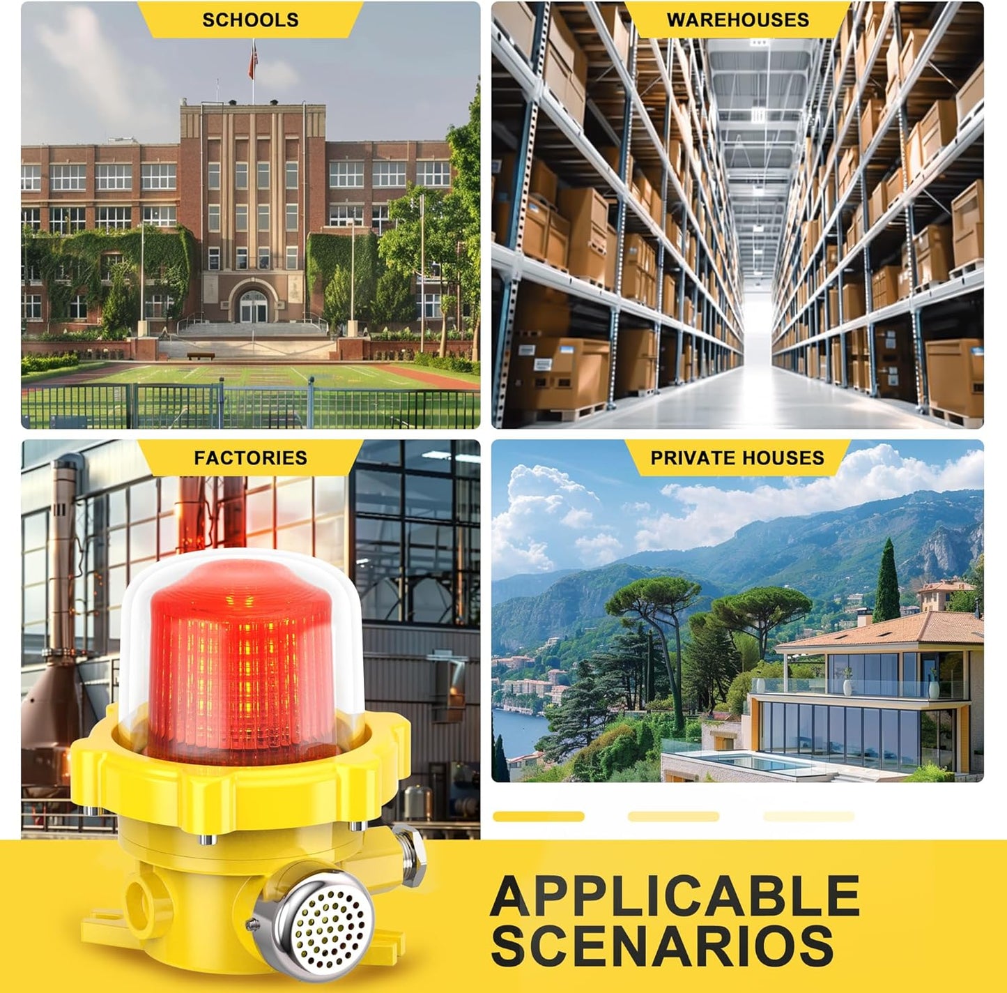 Industrial Outdoor Waterproof Rotating Light with 120dB Alarm Siren for Gas Station and Warehouse Safety