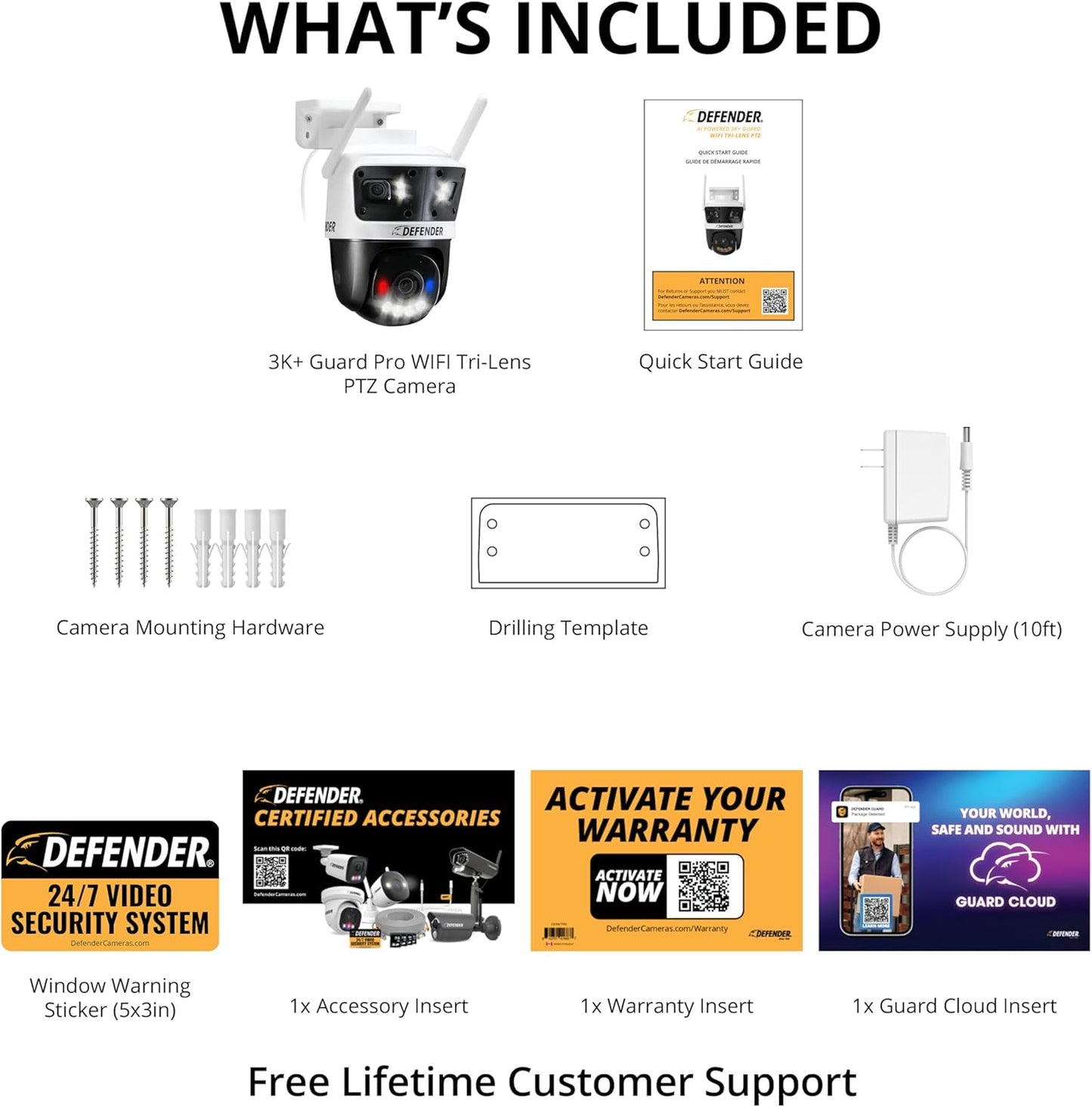 AI Powered 3K+ Guard WiFi Tri-Lens PTZ Plug-in Power Outdoor Security Camera, 3-in-1 360°Smart View Camera