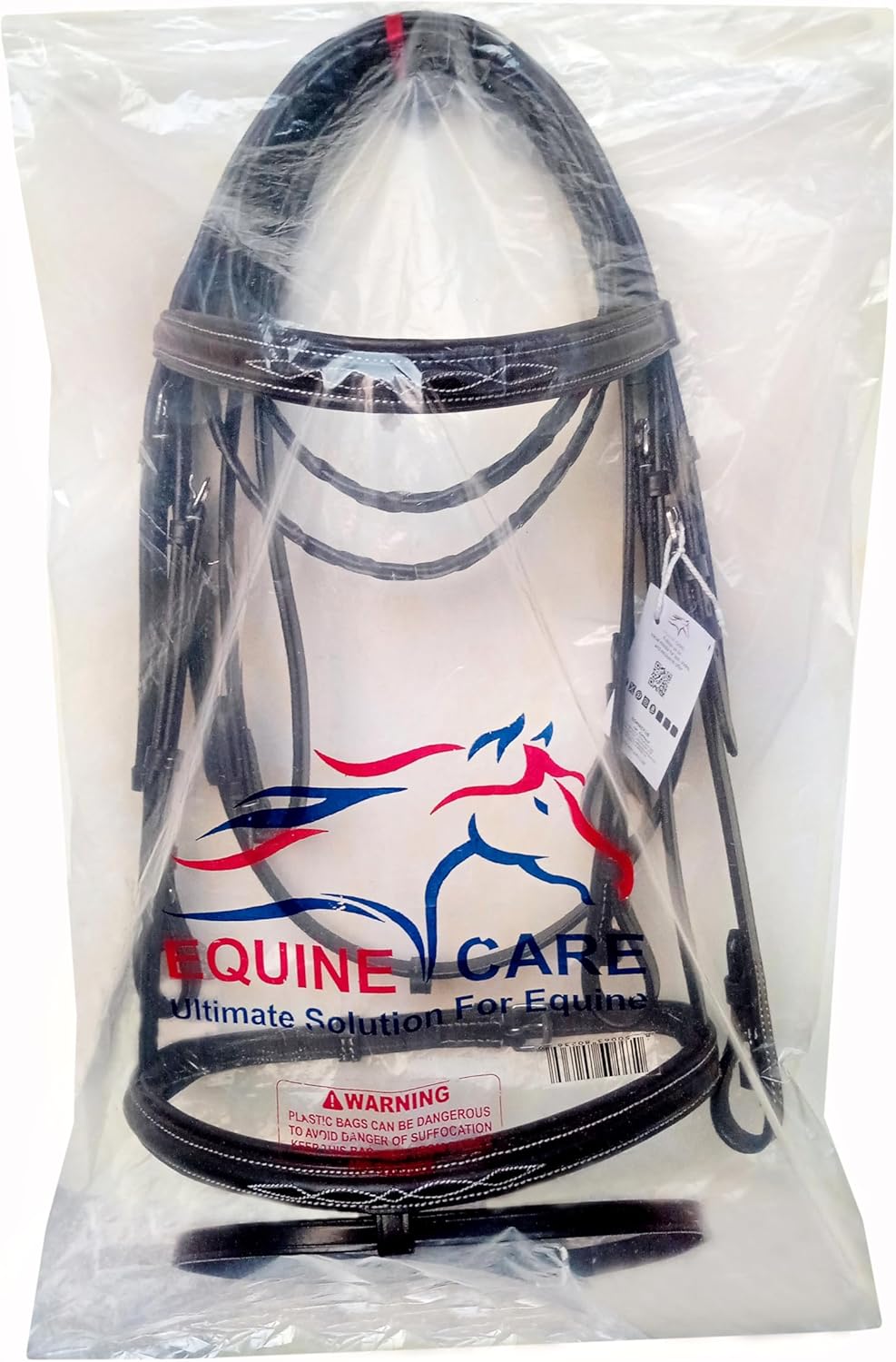 English Horse Bridle with Reins – Fancy-Stitched, Padded Comfort Crown & Noseband, Vegetable-Tanned Leather