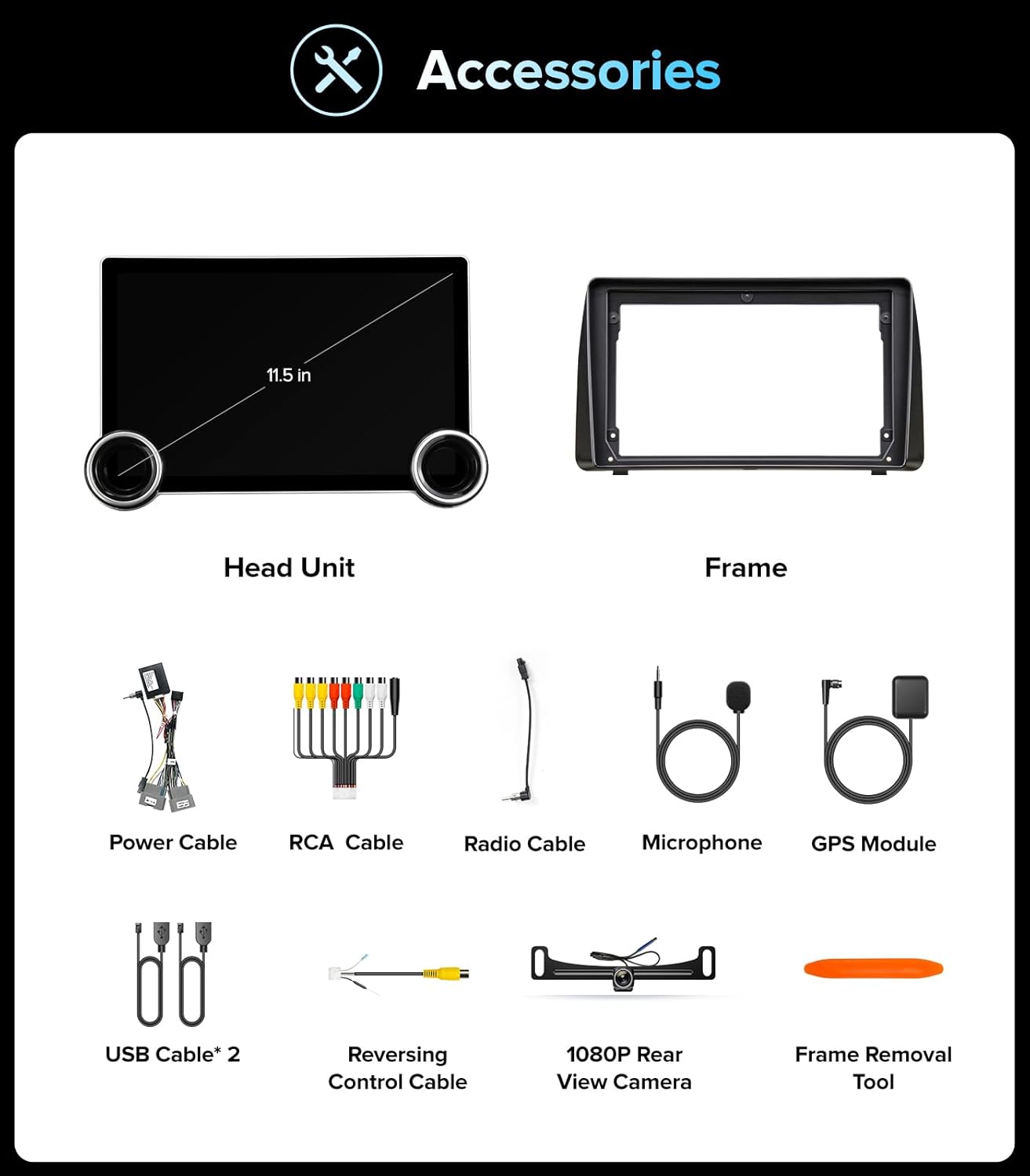 11.5 Inch Dual Knobs, Radio for Dodge Caravan 2011-2020 | Wireless CarPlay Android, QLED Touch Screen