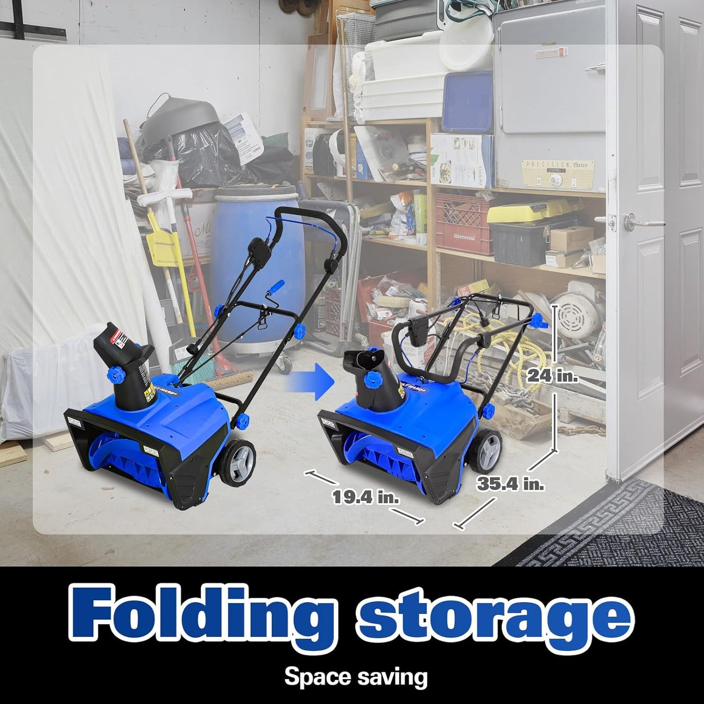 Corded Snow Blower 20 Inch, 15A Corded with Dual LED Headlights and 180° Rotating Chute, 30FT Throwing Distance