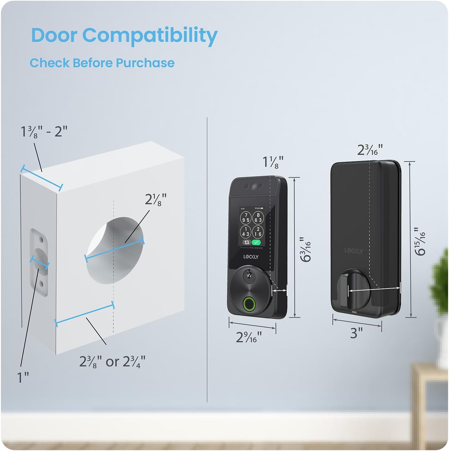 Smart Lock, Facial Recognition & Fingerprint Keyless Entry Door Lock, Built-in Wi-Fi Deadbolt with Apple Home Key