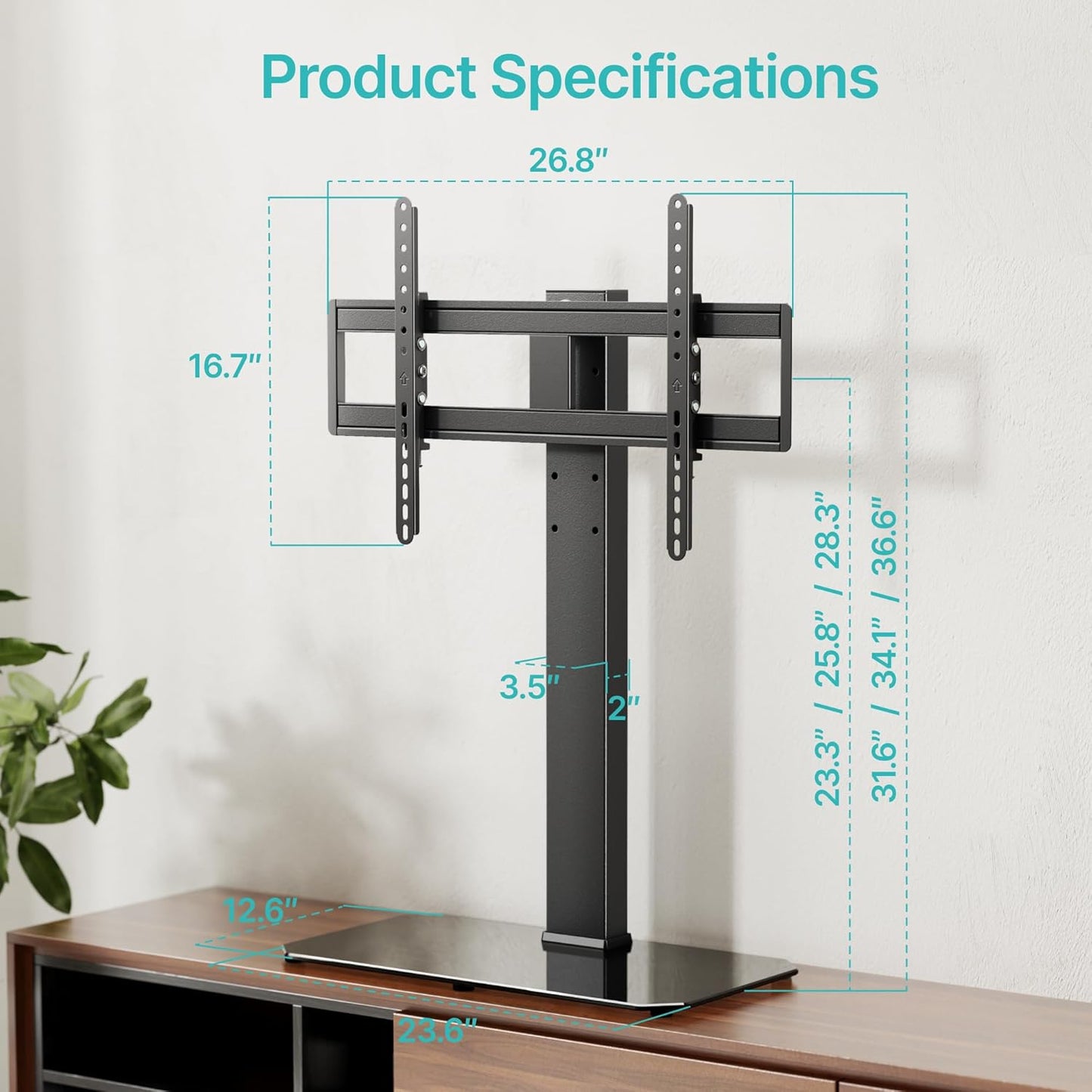 Swivel Universal TV Stand with Mount for 43-90'' TVs, Holds 154 lbs, Height Adjustable Large Table top tv Stand