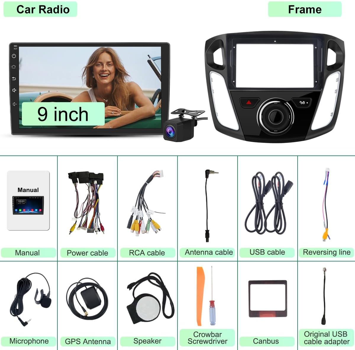 Radio for Ford Escape 2012-2017. with 9 inch Touchscreen, support Carplay/Android Auto, with Rear Camera