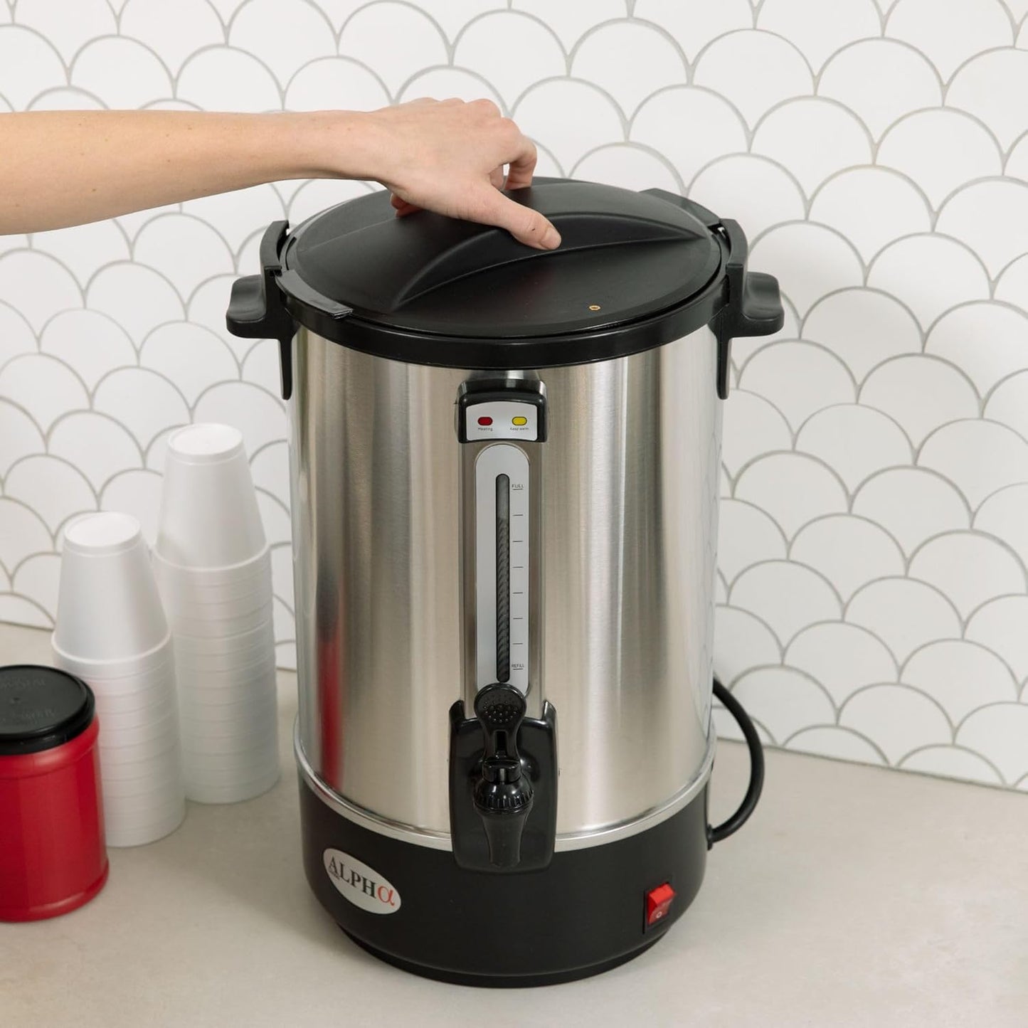 100 Cups Electric Coffee Urn – Stainless Steel Large Capacity Electric Kettle Percolator Coffee Pot