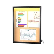 26"X20" Enclosed Bulletin Board with LED Lights, Tamper-Proof Wall Display Case,Outdoor IP65 Waterproof Lockable Cork Bulletin Board for Office, School, Restaurants,Black Frame 26" X 20" Led/Black