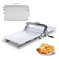 12in Manual Dough Sheeter, Stainless Steel Tabletop Dough Roller Machine, Adjustable Thickness Pastry Sheeter for Pizza, Croissant, Puff Pastry, Fondant and Home Baking 12A