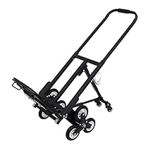Heavy Duty Stair Climber Hand Trucks Portable Folding Stair Climbing Dolly, 420 LBS Capacity Handcart Luggage Cart with 6 Wheels and 2 Backup Wheels Black-with 2 Casters