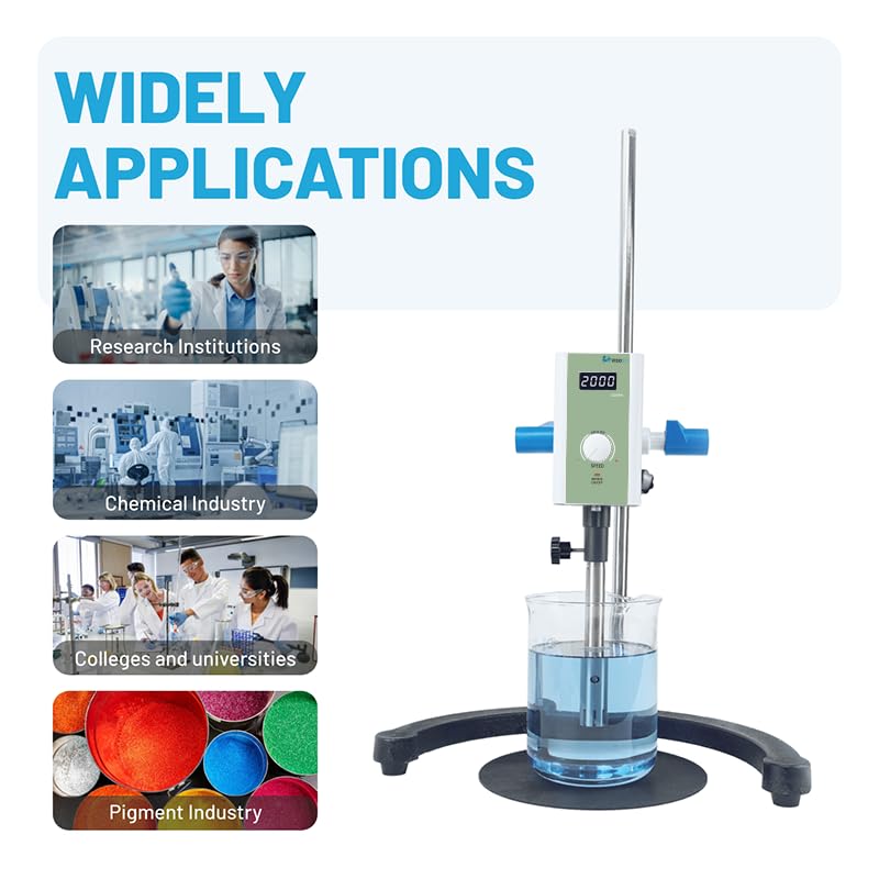 High Speed Lab Homogenizer 2000–20000rpm, Digital Disperser Emulsifier, 20–1200mL, Max 5000mPa·s (Low–Medium Viscosity Only), Auto Overload Protection
