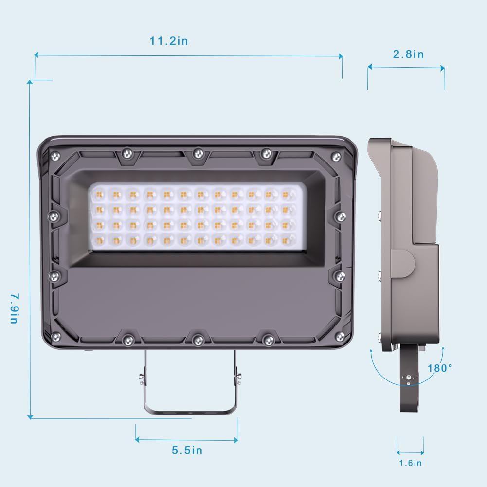 Lightdot 100W LED Flood Light Outdoor 5000K 14000Lm LED Outdoor Flood Light with Dusk to Dawn Photocell, IP65 Waterproof Area Lightings for Parking