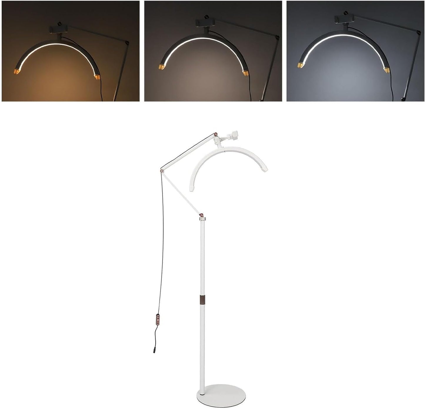 Eyelash LED Half Moon Lamp Floor Light, for Lash Extension Lighting for Beauty, Skincare, Eyebrows, Filming Content